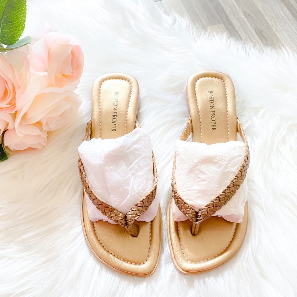 Boston Proper Gold Braided Sandals